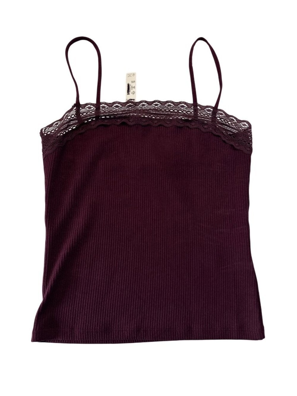 Madewell Women Lace-Trim Square-Neck Tank~Size M~Dark Pomegranate Cami NWT L7 19 - Picture 6 of 9
